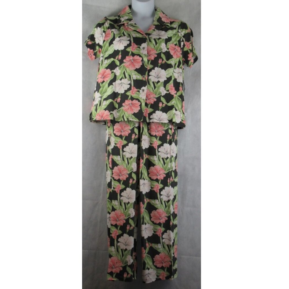 Echo Women's 2-Piece Short Sleeve Notch Collar Pajama Set, Multi Floral, XL